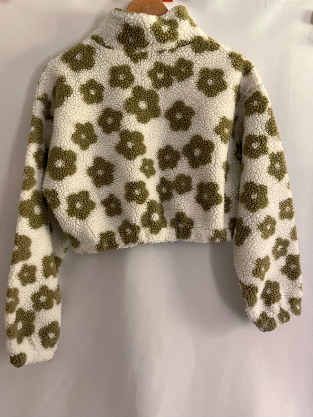 HYFVE Cream Sherpa Zip Jacket with Olive Floral Print - Picture 5 of 9